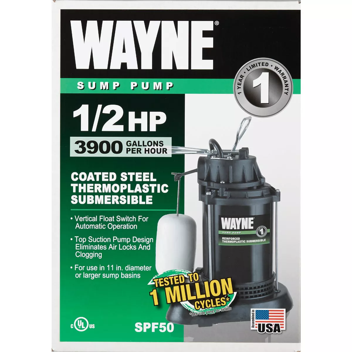 Wayne SPF Series 1/2 HP 115V Submersible Sump Pump - photo 2