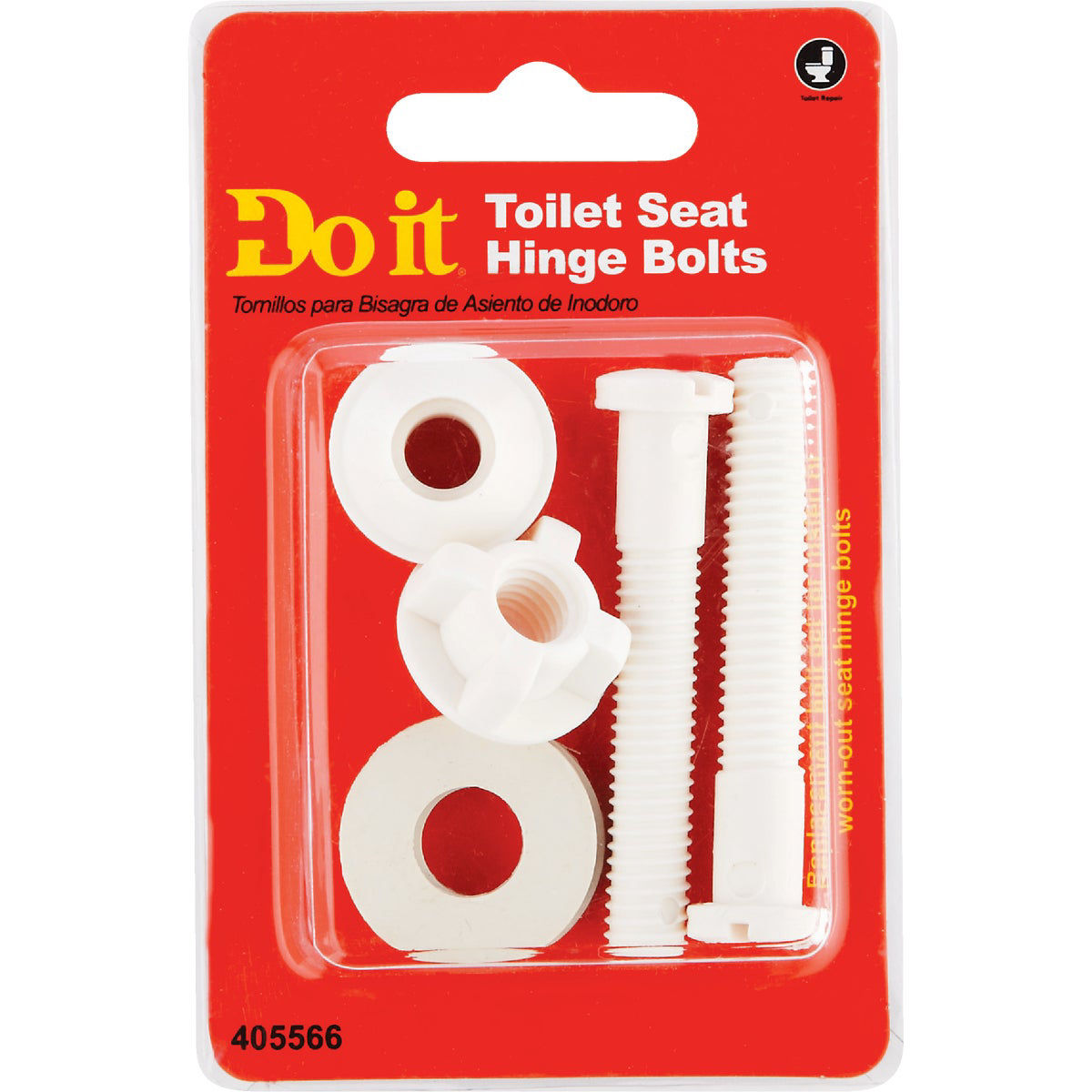 Do it 2-1/2 x 3/8 White Non-Rusting Plastic Toilet Seat Hinge Bolt