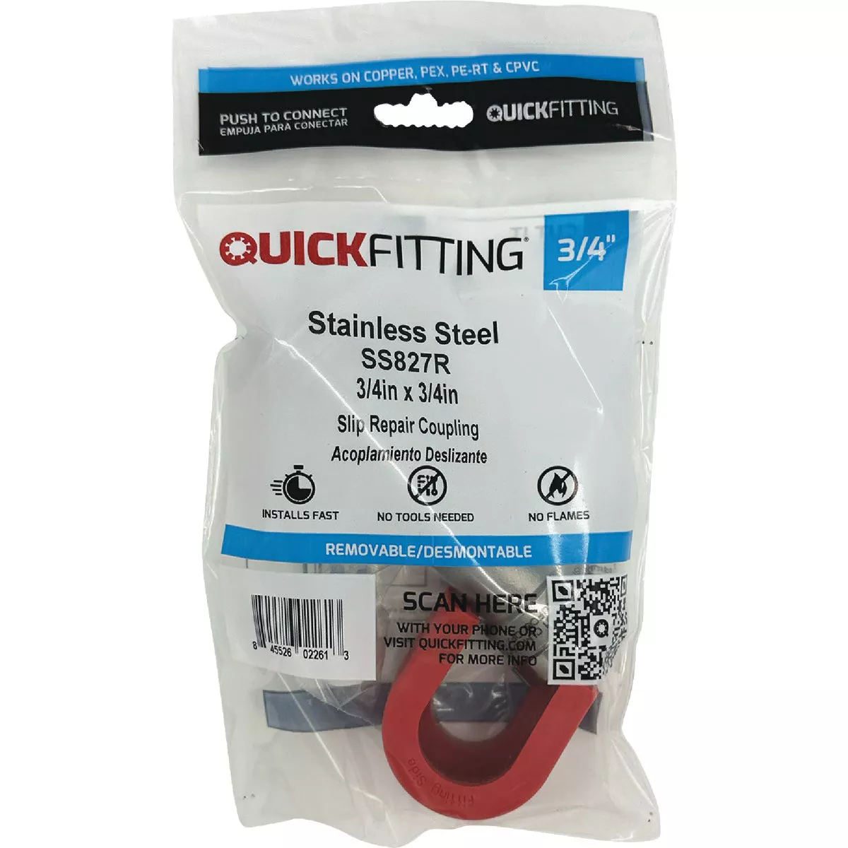 QuickFitting 3/4 In. Push-to-Connect Stainless Steel Slip Repair Coupling - photo 2