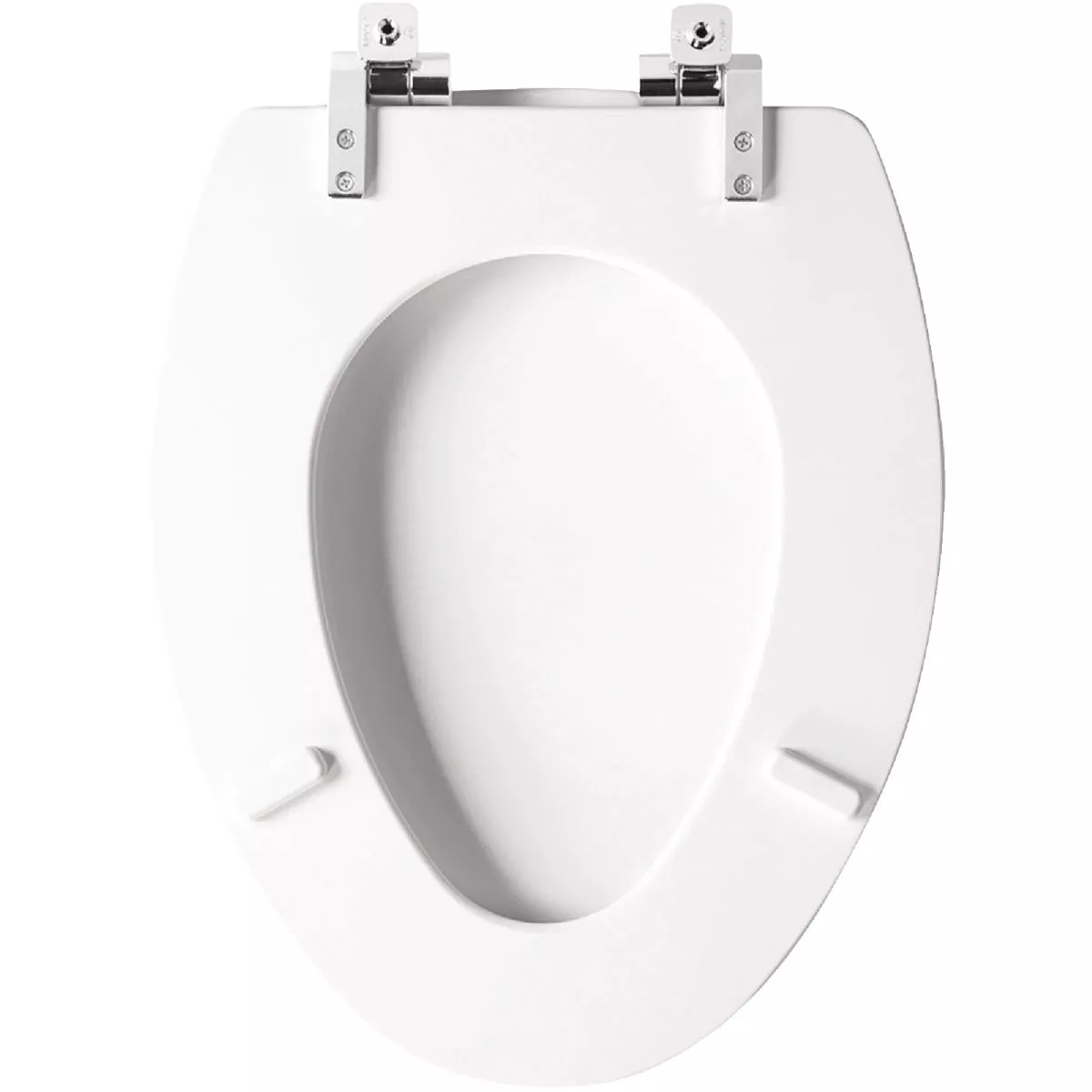 Mayfair Benton Elongated White Enameled Wood Toilet Seat with Slow Close Chrome Metal Hinge - photo 4
