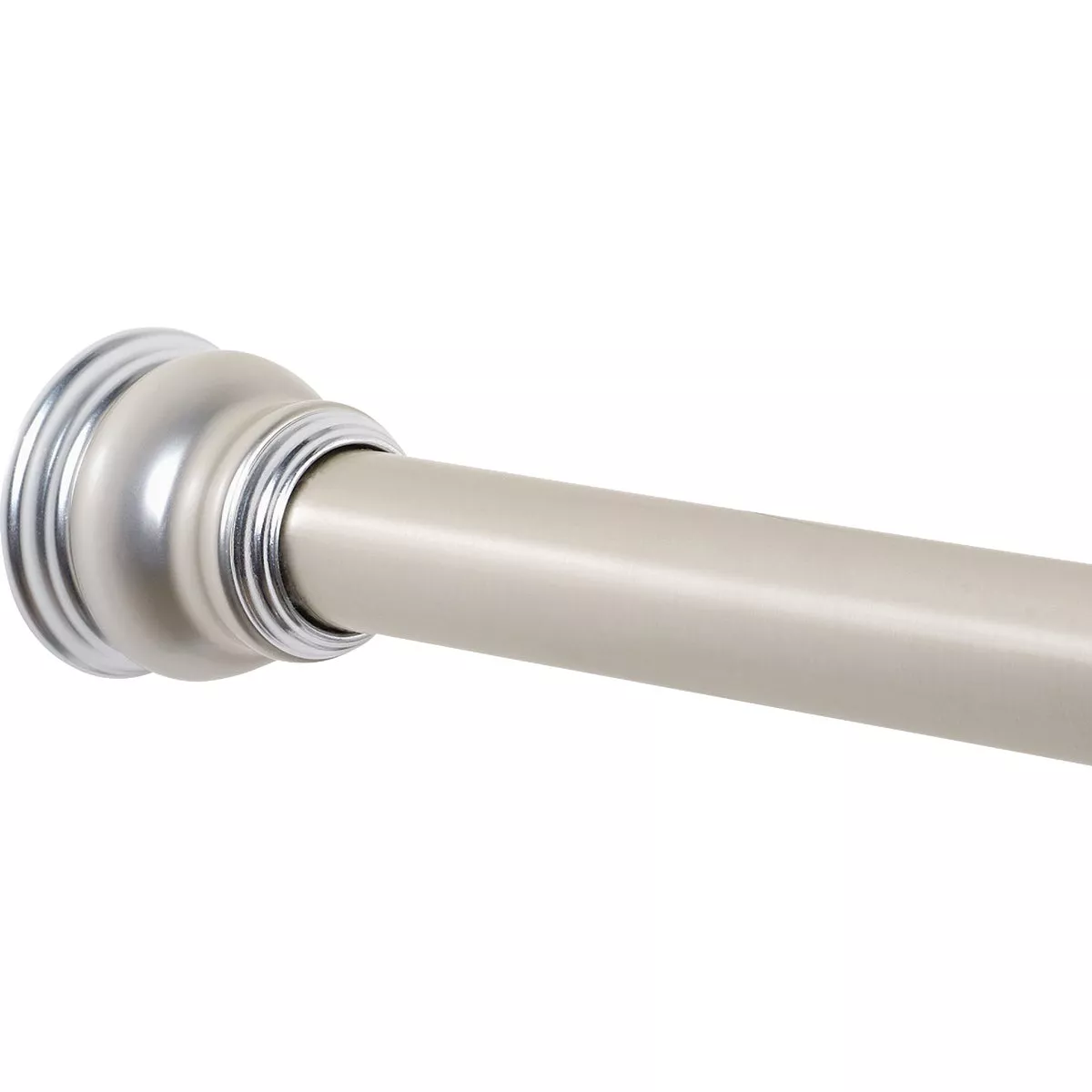 Zenith Zenna Home Straight 72 In. Adjustable Tension Finial Shower Rod in Satin Nickel
