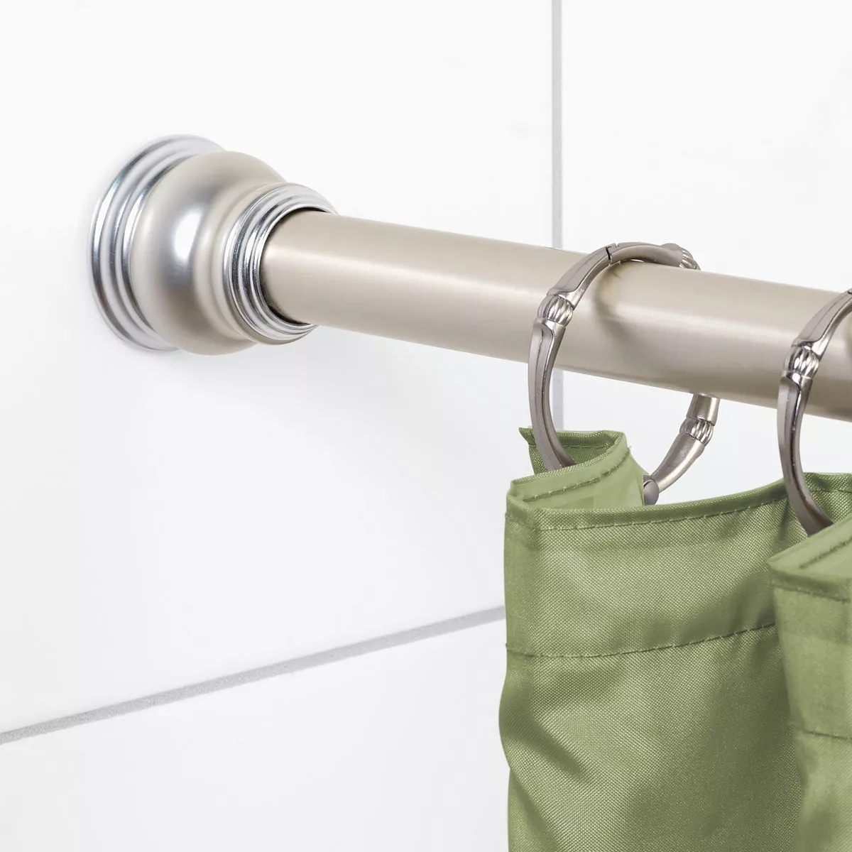 Zenith Zenna Home Straight 72 In. Adjustable Tension Finial Shower Rod in Satin Nickel - photo 3