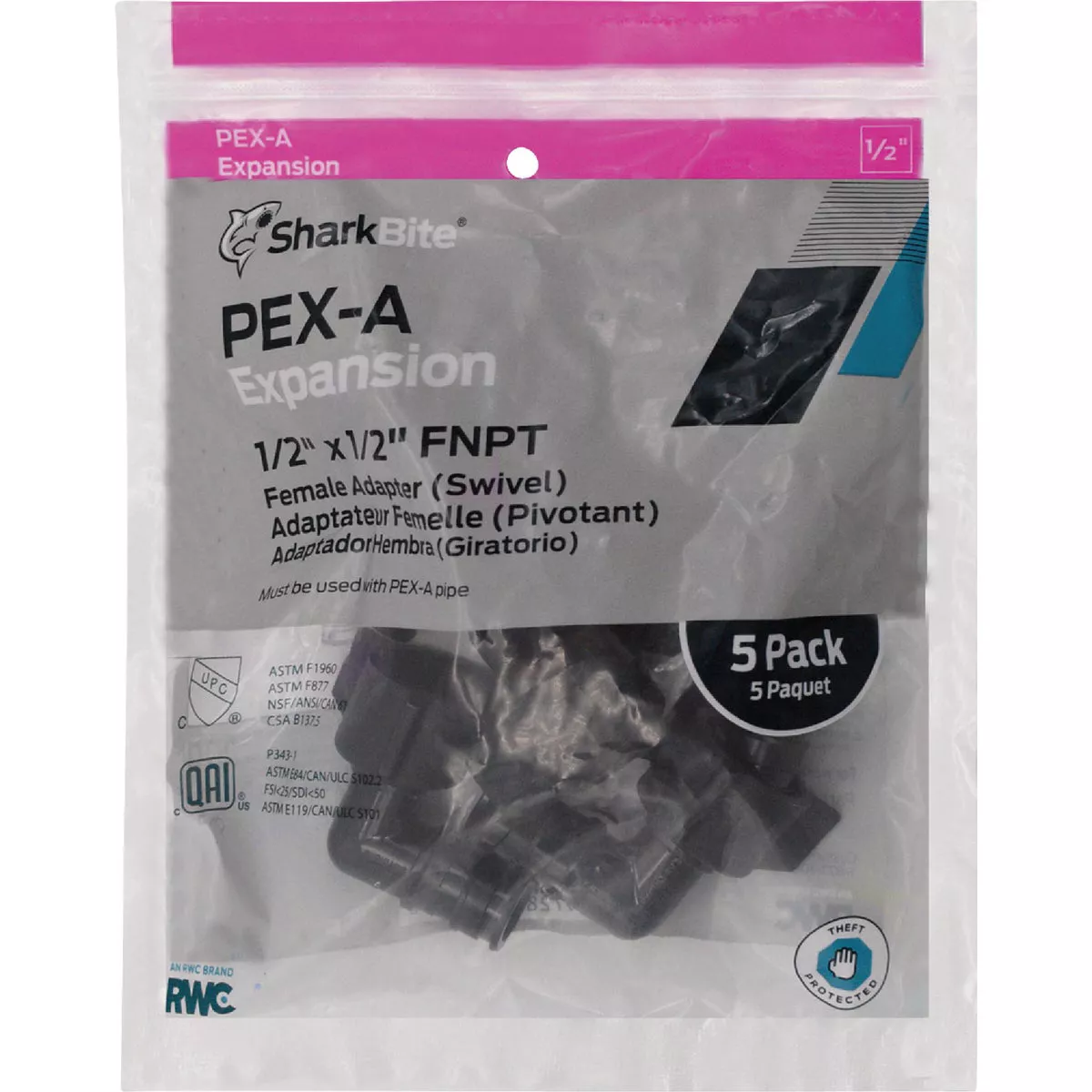 SharkBite 1/2 In. 90 Deg. Poly PEX-A Swivel Elbow (1/4 Bend) (5-Pack) - photo 2