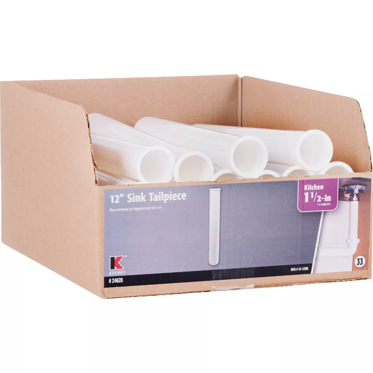 Keeney 1-1/2 In. x 12 In. White Plastic Flanged Sink Tailpiece - photo 2