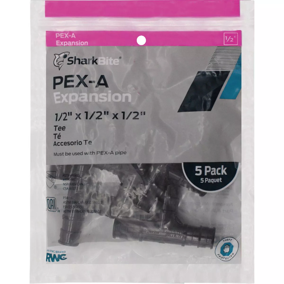SharkBite 1/2 In. x 1/2 In. x 1/2 In. Poly PEX-A Tee (5-Pack) - photo 2