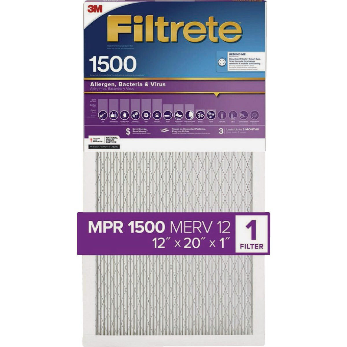 Filtrete 12 In. x 20 In. x 1 In. 1500 MPR High Performance Furnace