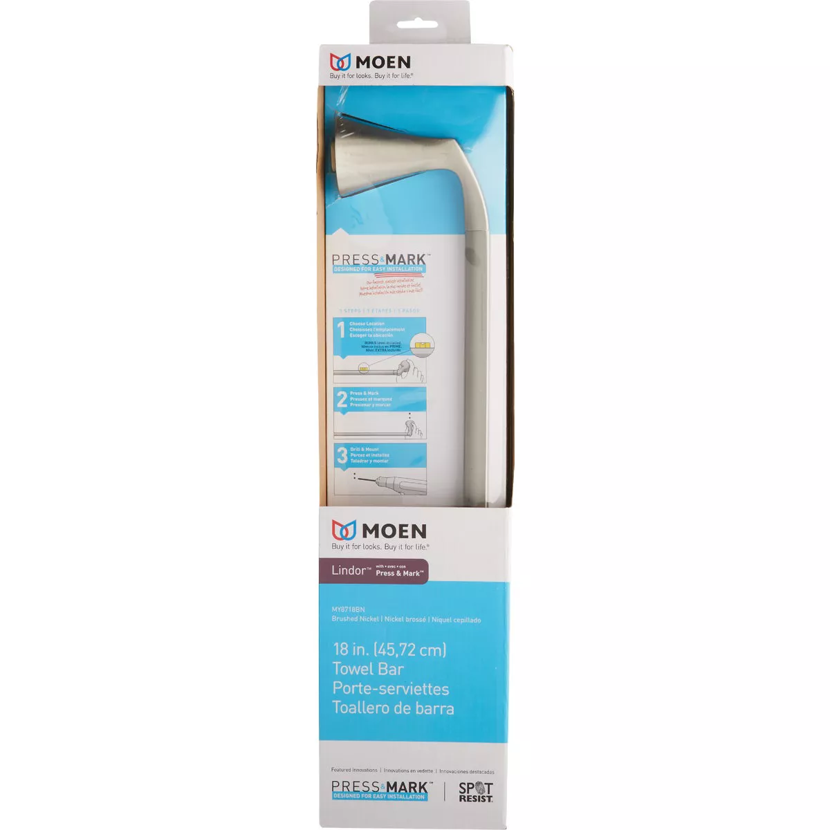 Moen Lindor 18 In. Towel Bar, Spot Resist Brushed Nickel - photo 3