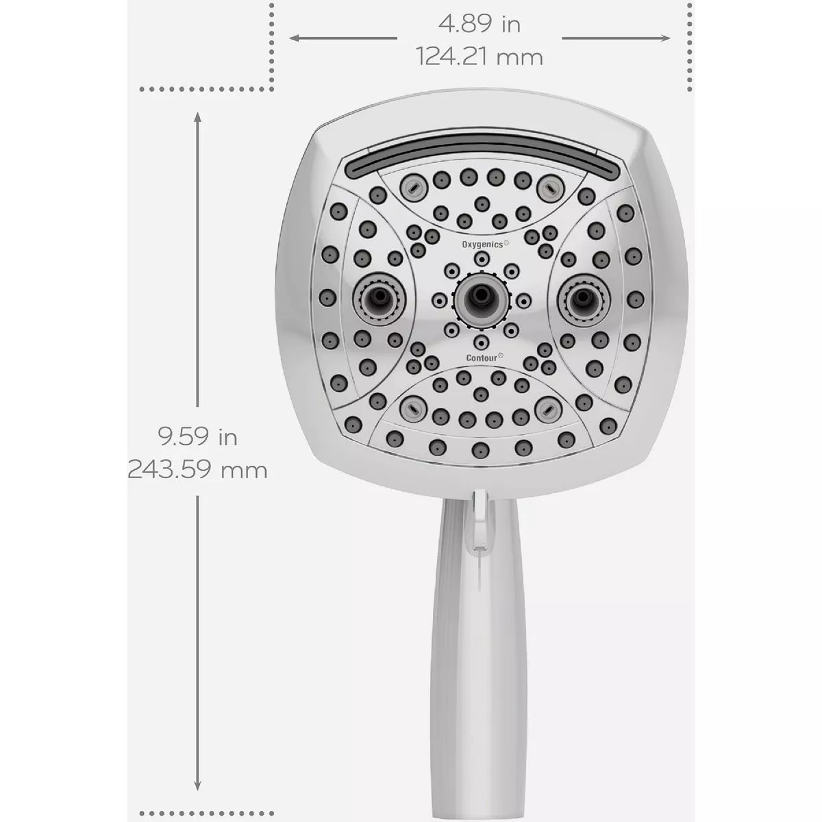 Oxygenics Contour 9-Spray 1.8 GPM Handheld Showerhead, Chrome - photo 6