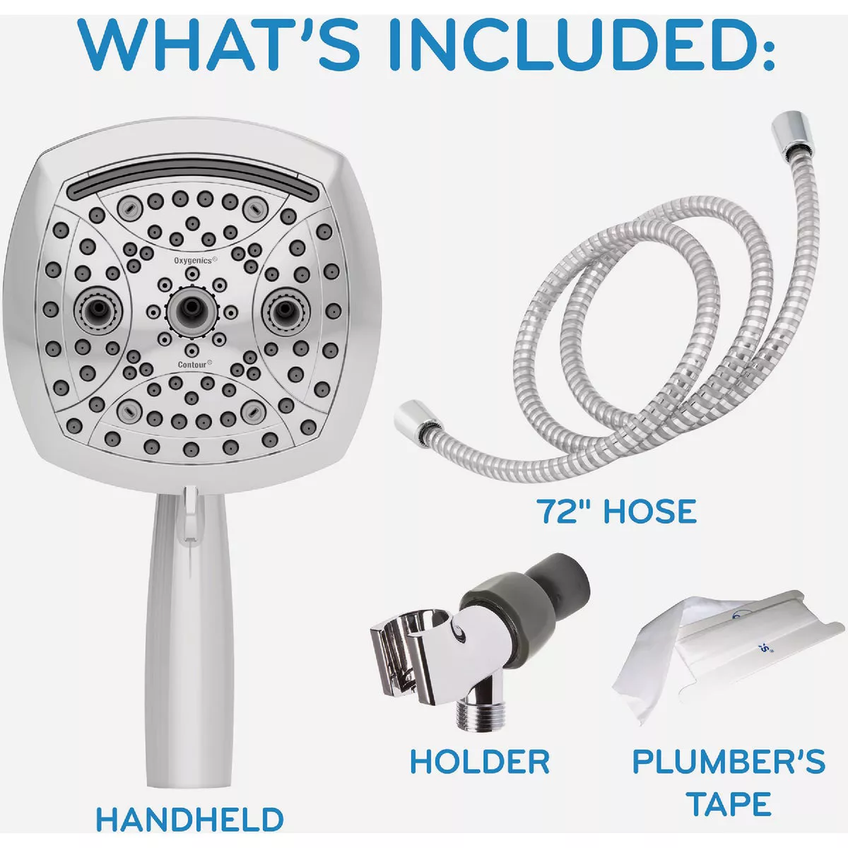 Oxygenics Contour 9-Spray 1.8 GPM Handheld Showerhead, Chrome - photo 7