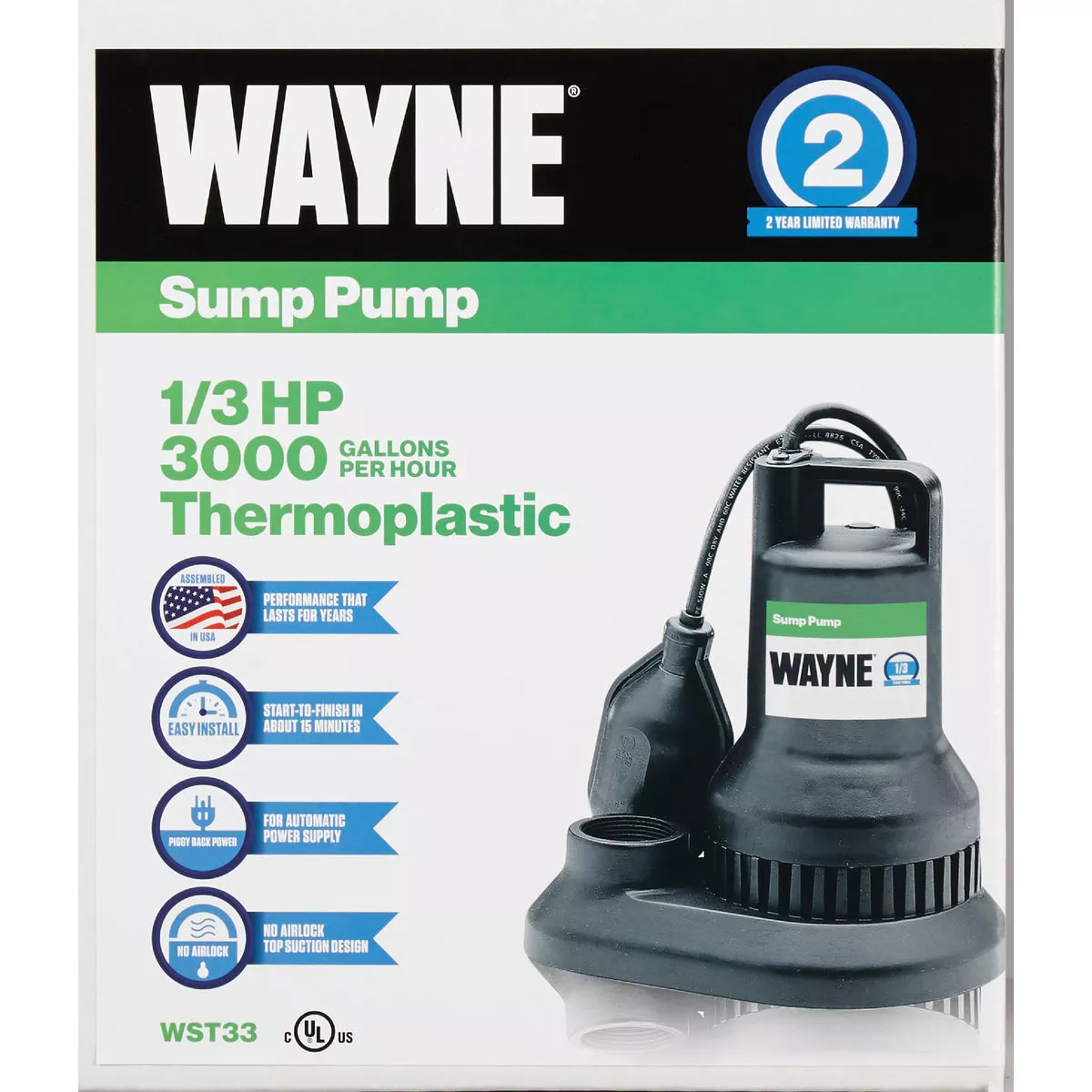 Wayne 1/3 HP 115V Plastic Submersible Sump Pump - photo 2