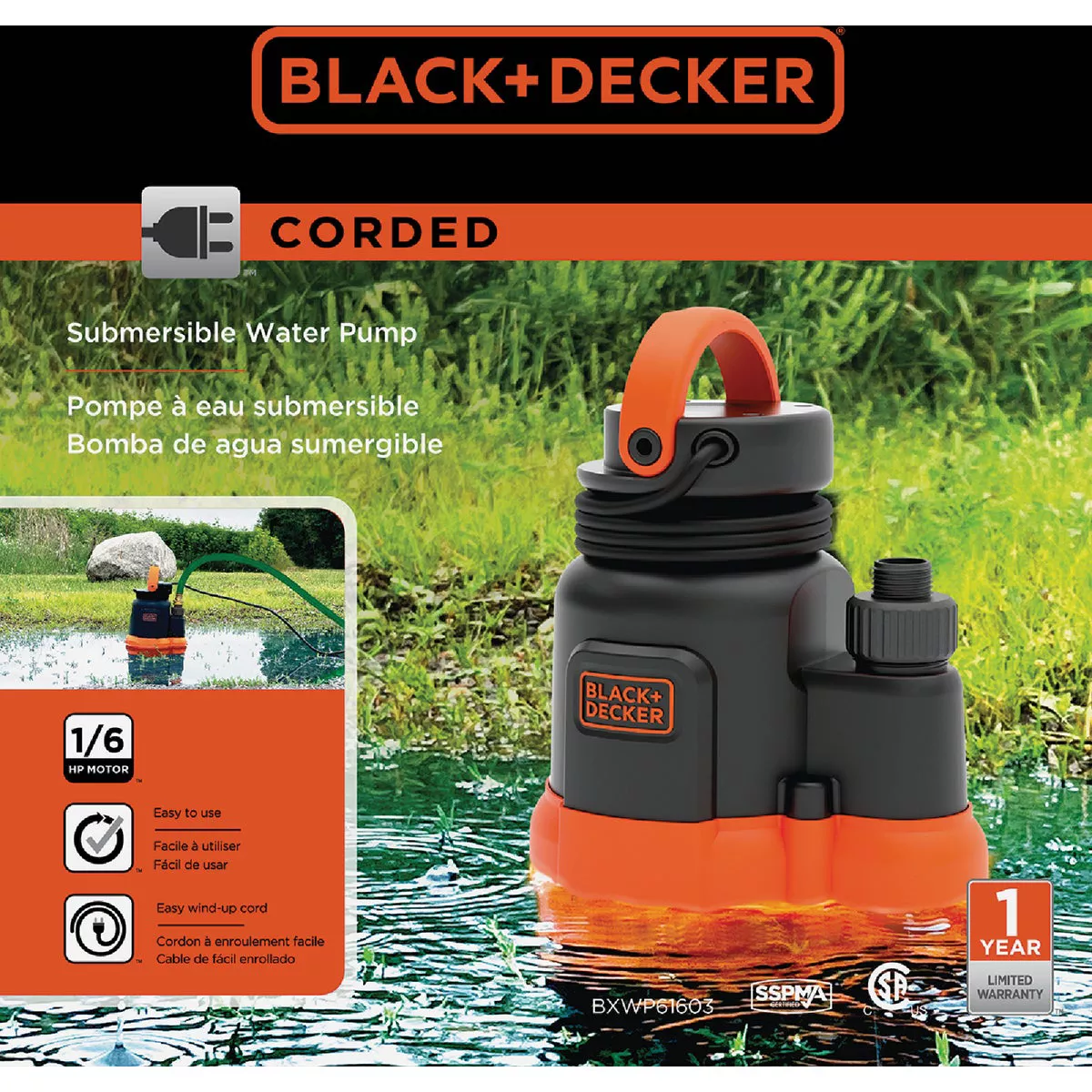 Black & Decker 1/6 HP 2000 GPH Submersible Water Pump - photo 2