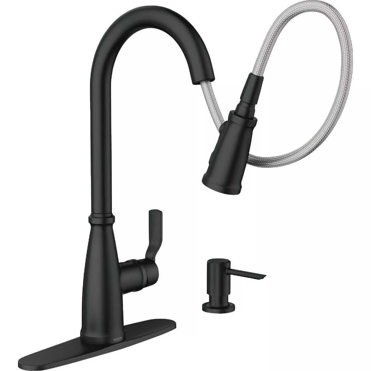 Moen Nolia 1-Handle Pull-Down High Arc Kitchen Faucet, Matte Black - photo 4
