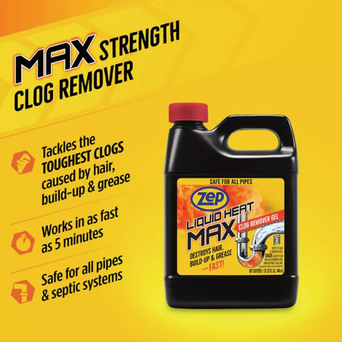 Zep Liquid Heat Max 32 Oz. Clog Remover Gel - photo 4