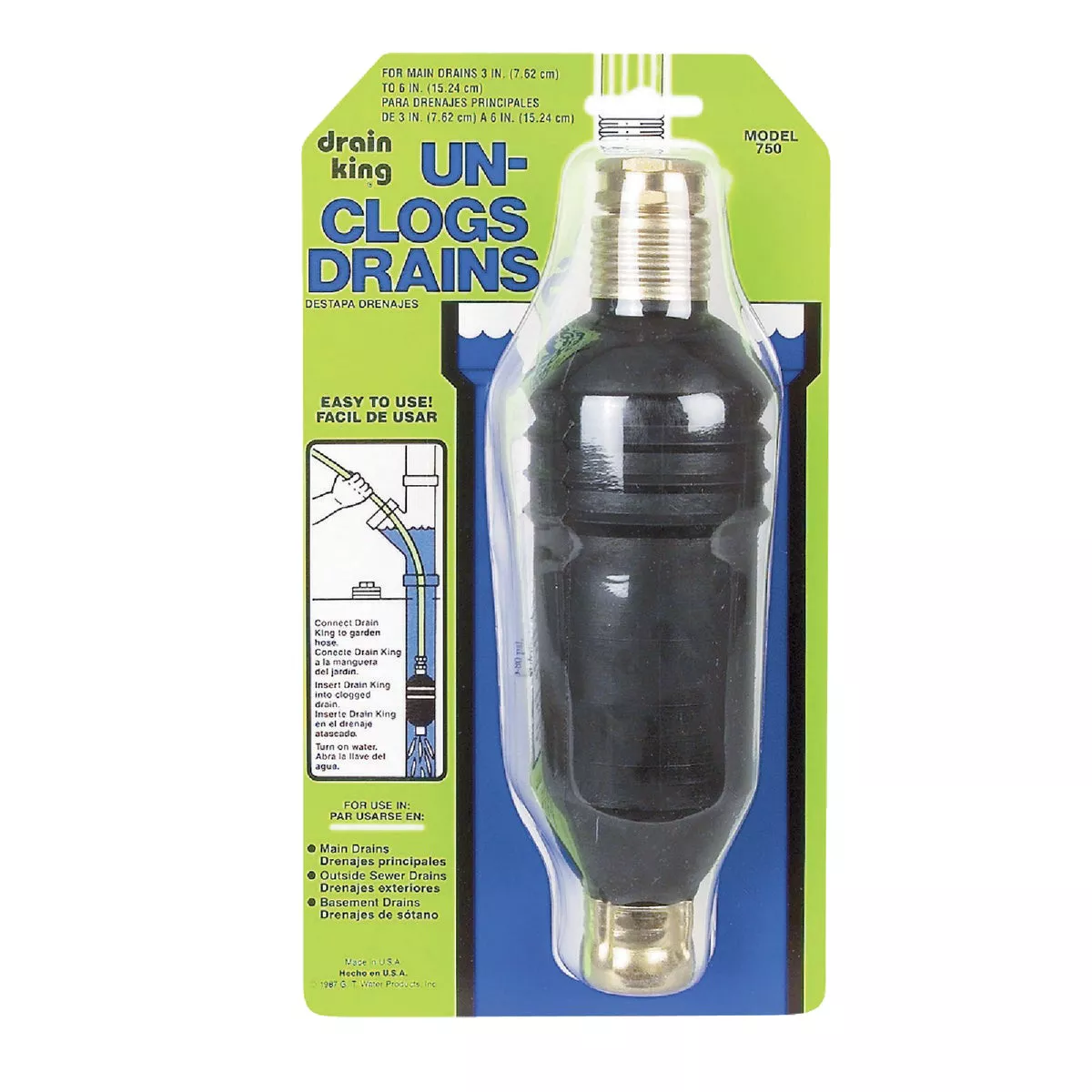 G. T. Water Drain King 3" to 6" Water-Pressure Drain Opener - photo 2