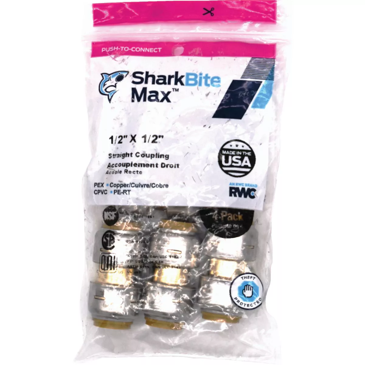 SharkBite 1/2 In. Push-to-Connect Straight Brass Coupling (4-Pack) - photo 2