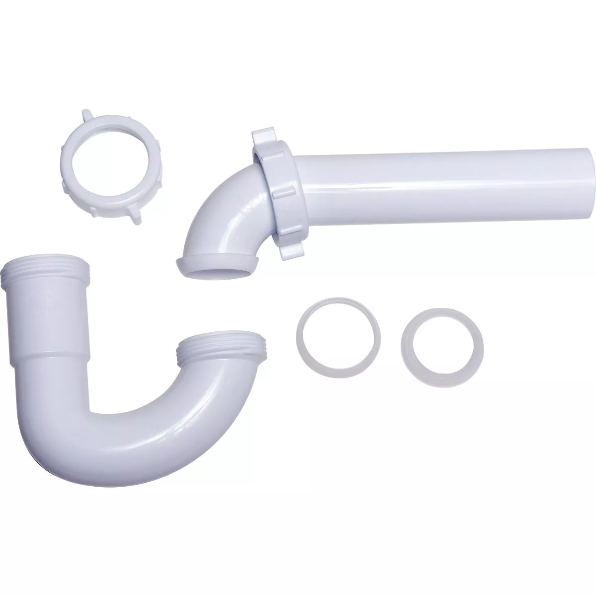 Do it Best 1-1/2 In. to 1-1/4 In. White Plastic P-Trap with Reducer Washer