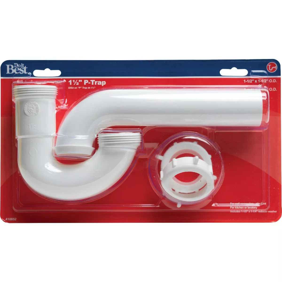 Do it Best 1-1/2 In. to 1-1/4 In. White Plastic P-Trap with Reducer Washer - photo 2