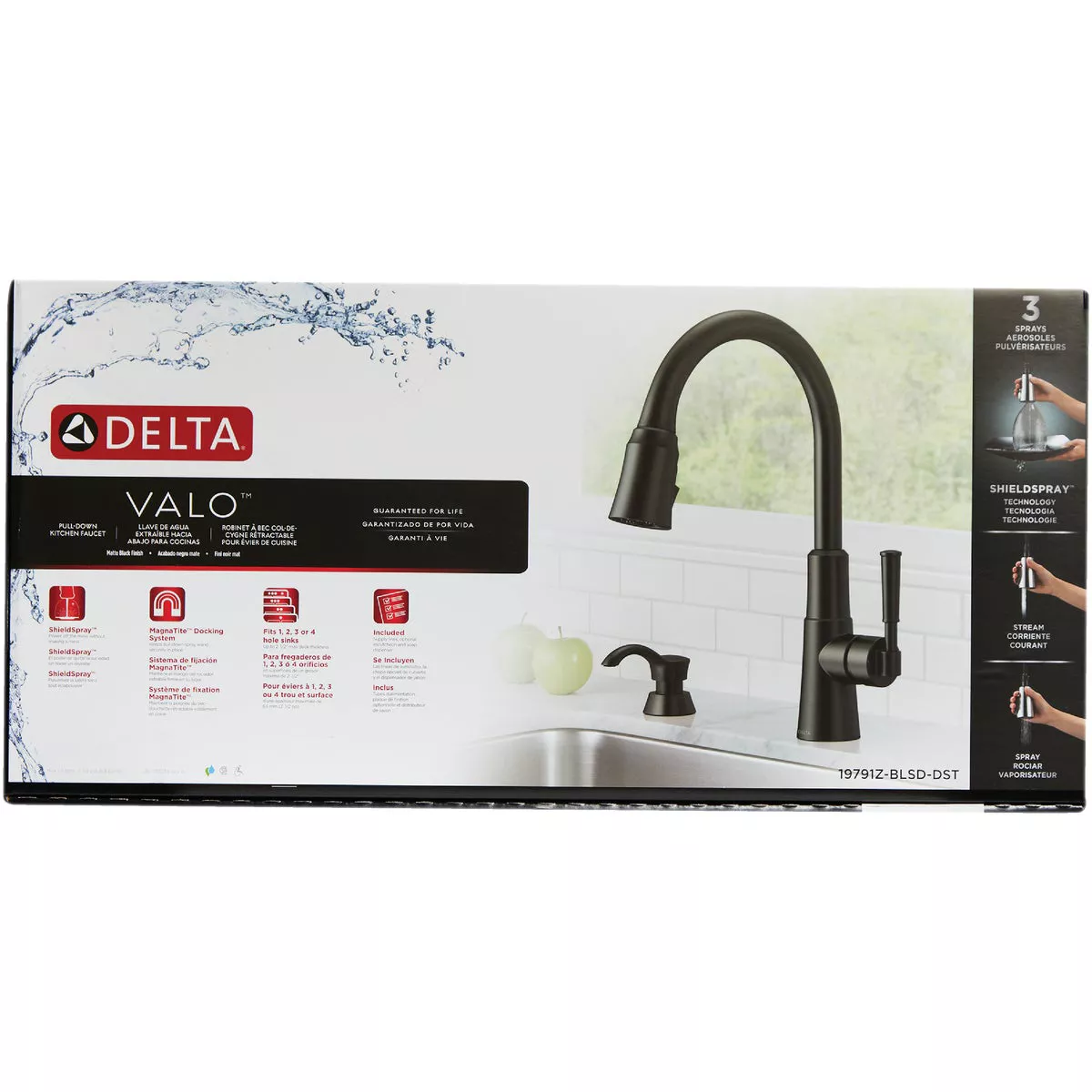 Delta Valo 1-Handle Pull-Down Kitchen Faucet with Soap Dispenser, Matte Black - photo 2