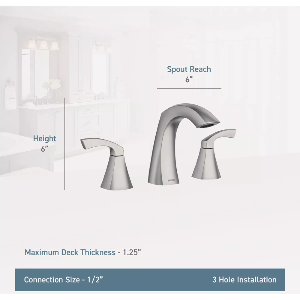 Moen Lindor 2-Handle Lever Widespread Bathroom Faucet, Spot Resist Brushed Nickel - photo 3