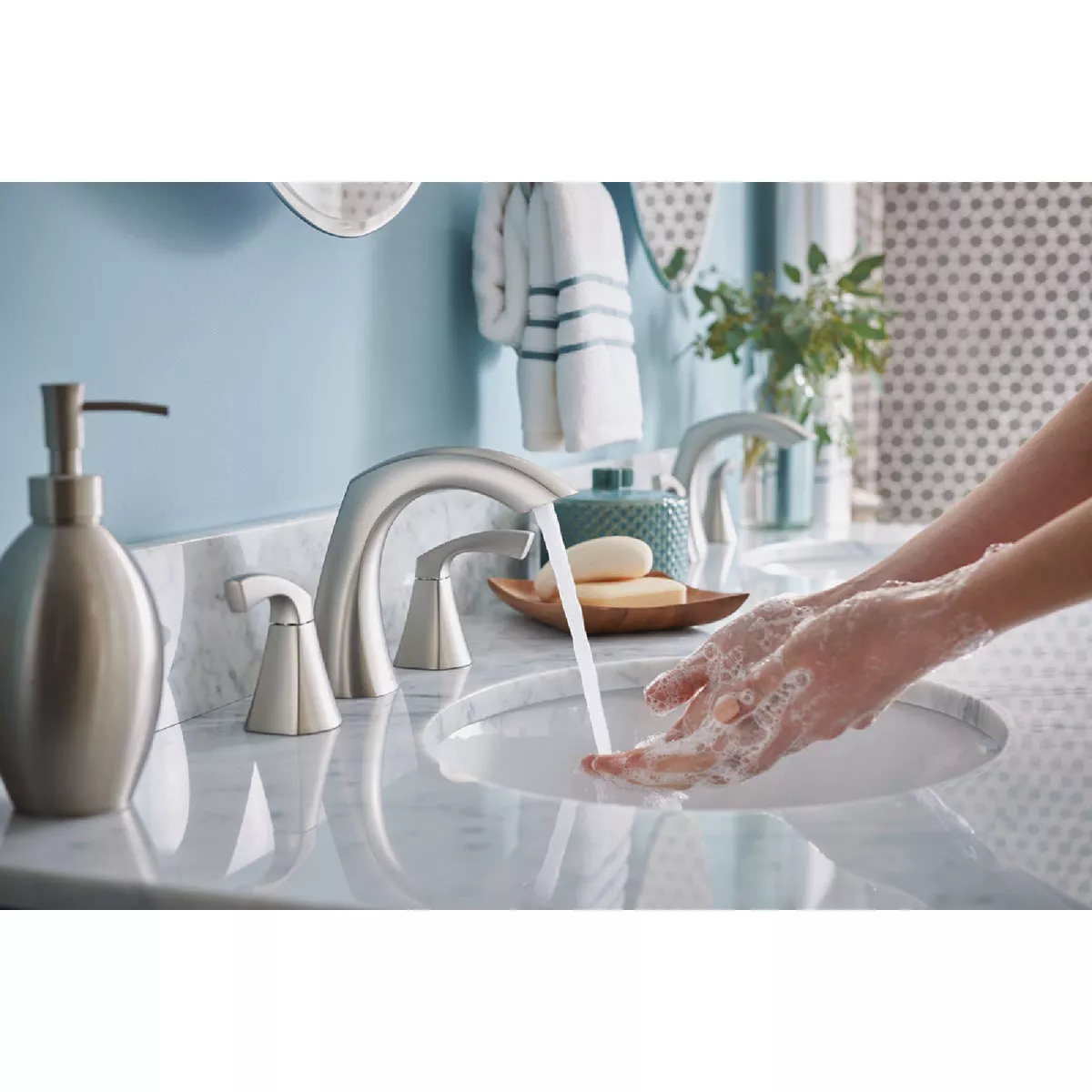 Moen Lindor 2-Handle Lever Widespread Bathroom Faucet, Spot Resist Brushed Nickel - photo 4