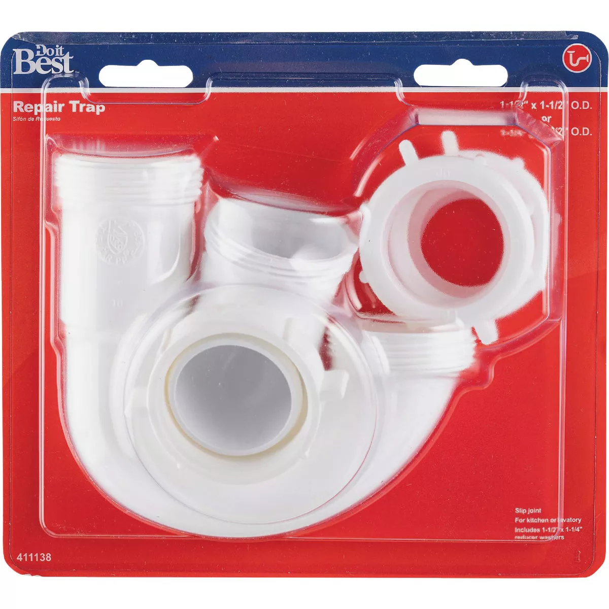 Do it Best 1-1/2 In. White Polypropylene Sink Trap with Reducer Washer - photo 2