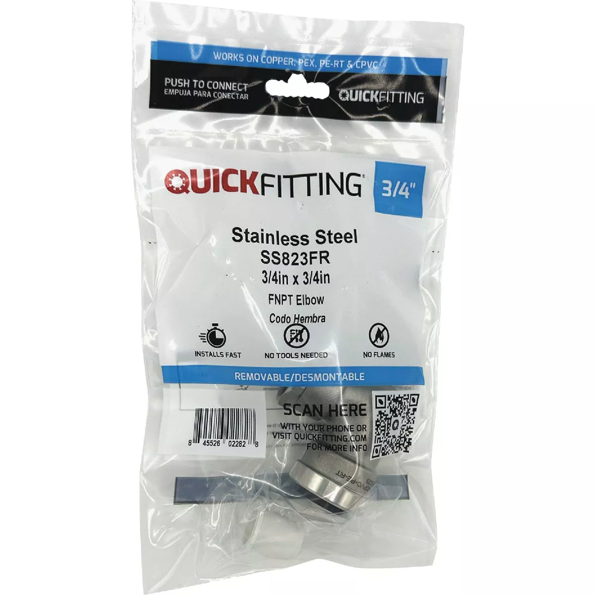 QuickFitting 3/4 In. Push-to-Connect x 3/4 In. FNPT Stainless Steel 90-Degree Elbow - photo 3