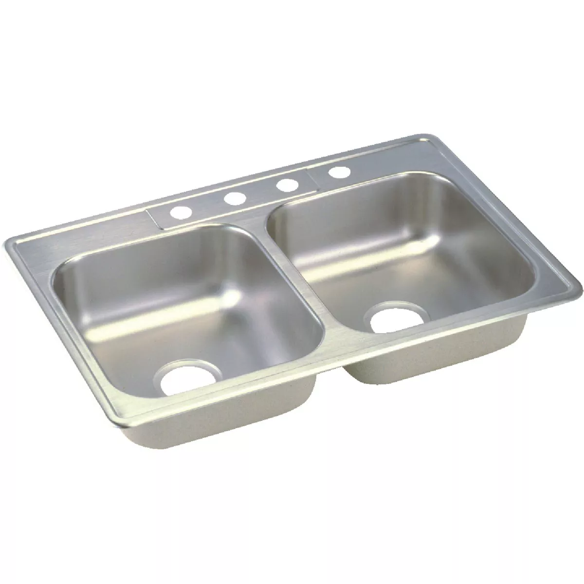 Elkay Double Bowl 33 In. x 19 In. x 6 In. Deep Satin Stainless Steel Kitchen Sink