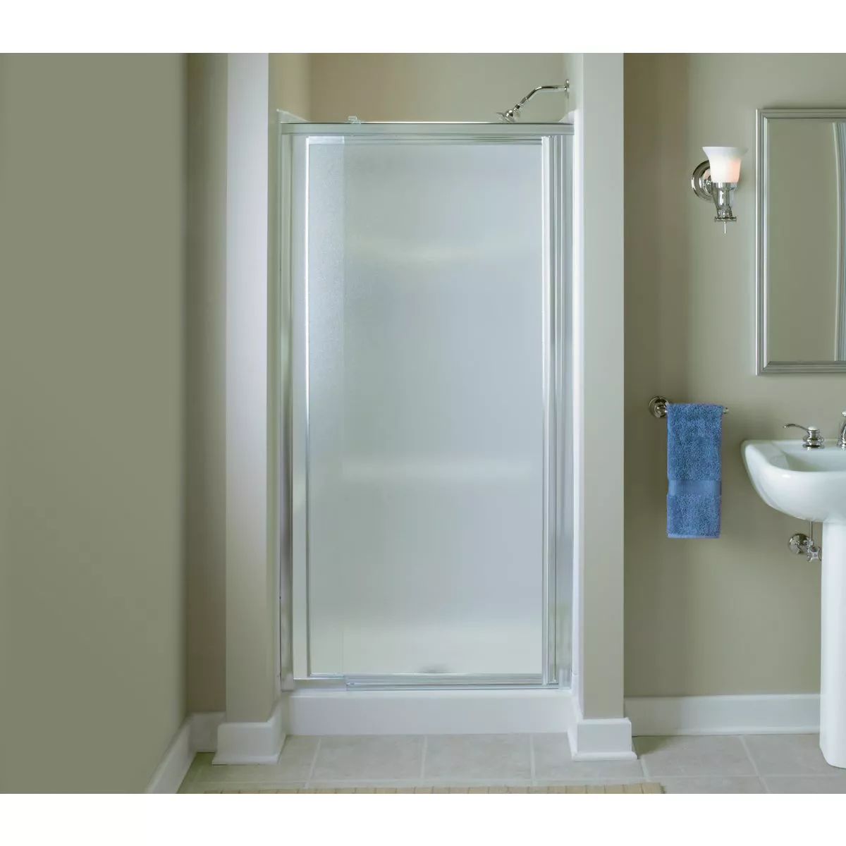 Sterling Vista Pivot II 36 In. W. X 65-1/2 In. H. Chrome Pebbled Glass Shower Door - photo 2