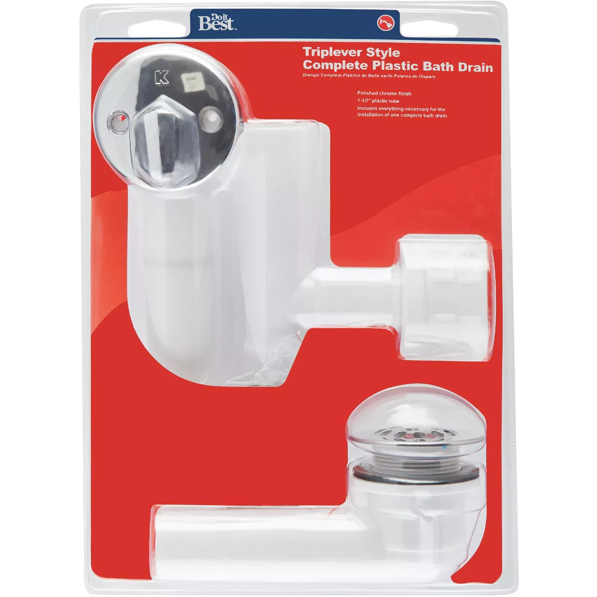 Do it Best Plastic Trip Lever Bath Drain for Concealed Drain with Polished Chrome Trim - photo 2