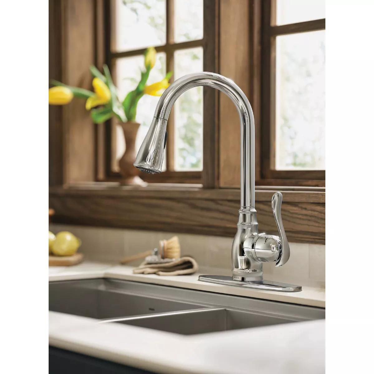 Moen Anabelle 1-Handle Lever Pull-Down Kitchen Faucet with Soap Dispenser, Chrome - photo 4