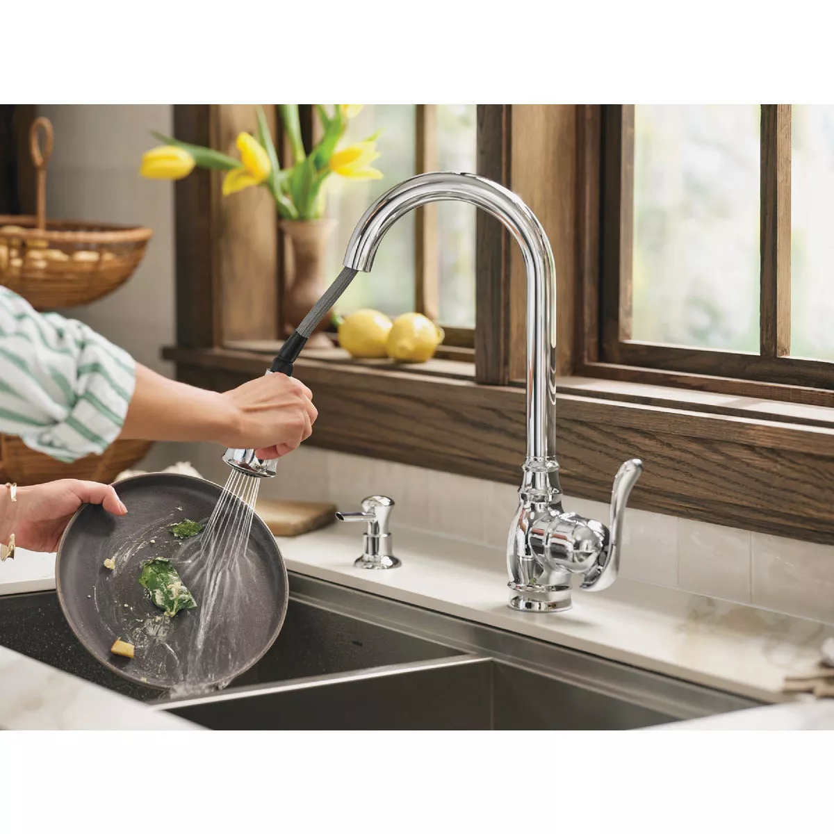 Moen Anabelle 1-Handle Lever Pull-Down Kitchen Faucet with Soap Dispenser, Chrome - photo 5