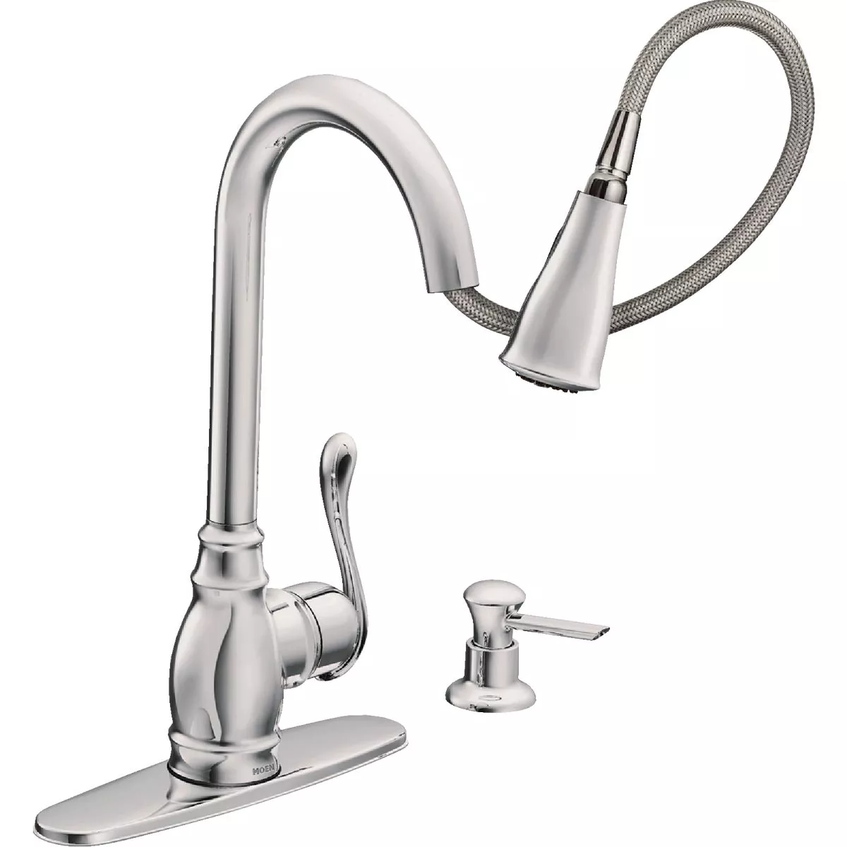 Moen Anabelle 1-Handle Lever Pull-Down Kitchen Faucet with Soap Dispenser, Chrome - photo 2
