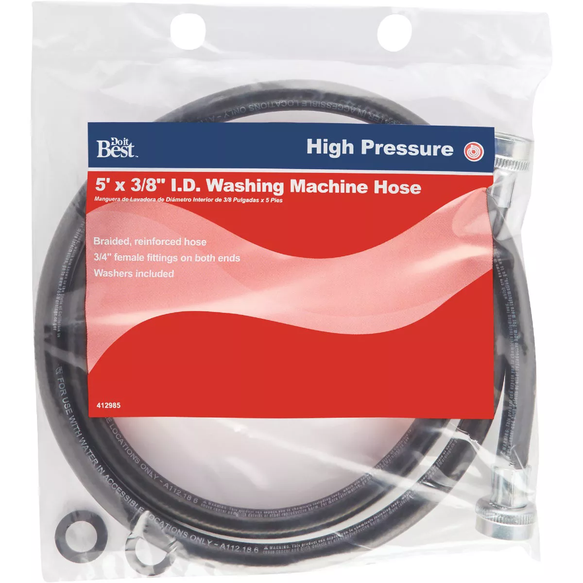 Do it 5 Ft. Reinforced EPDM Rubber Inlet Pressure Hose - photo 2