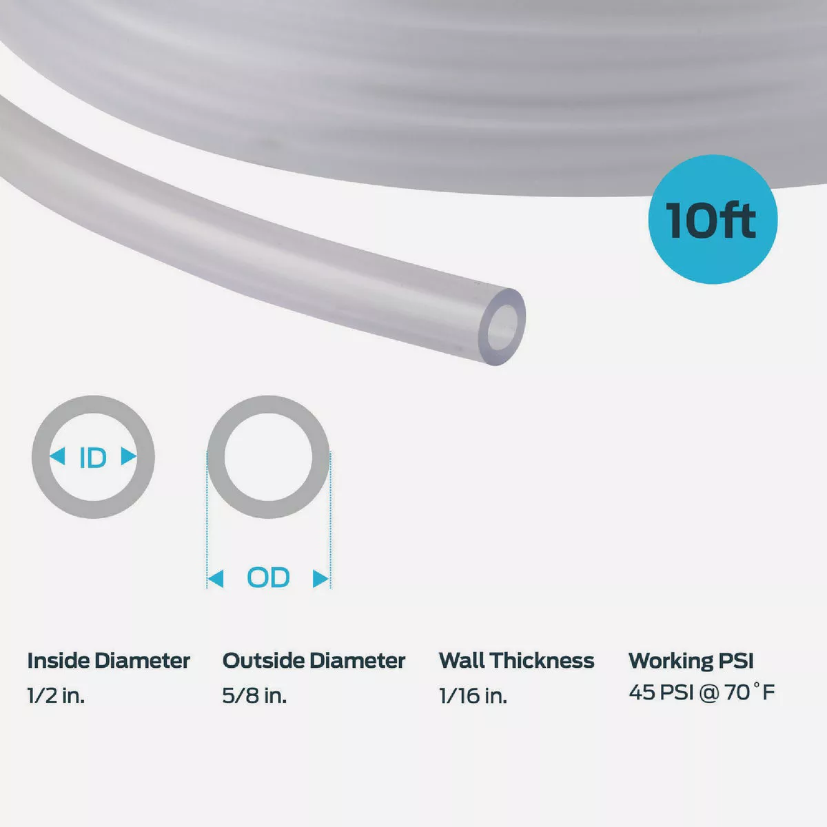 Eastman EZ-Flo 10 Ft. Clear Vinyl Tubing 1/2 In. ID x 5/8 In. OD - photo 2