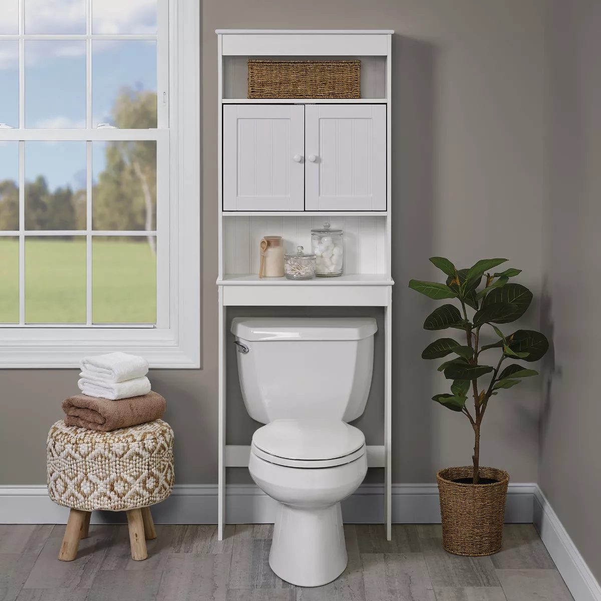Zenith Country Cottage White Over-the-Toilet Cabinet, 2 Door/3 Shelf - photo 3