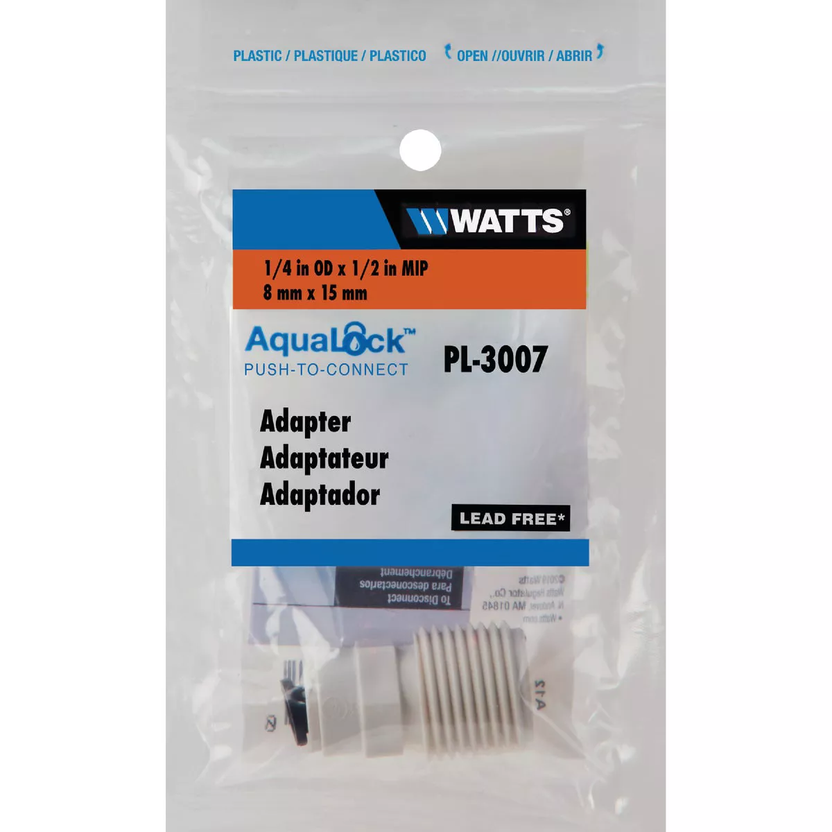 Watts Aqualock 1/4 In. OD x 1/2 In. MPT Push-to-Connect Plastic Adapter - photo 2