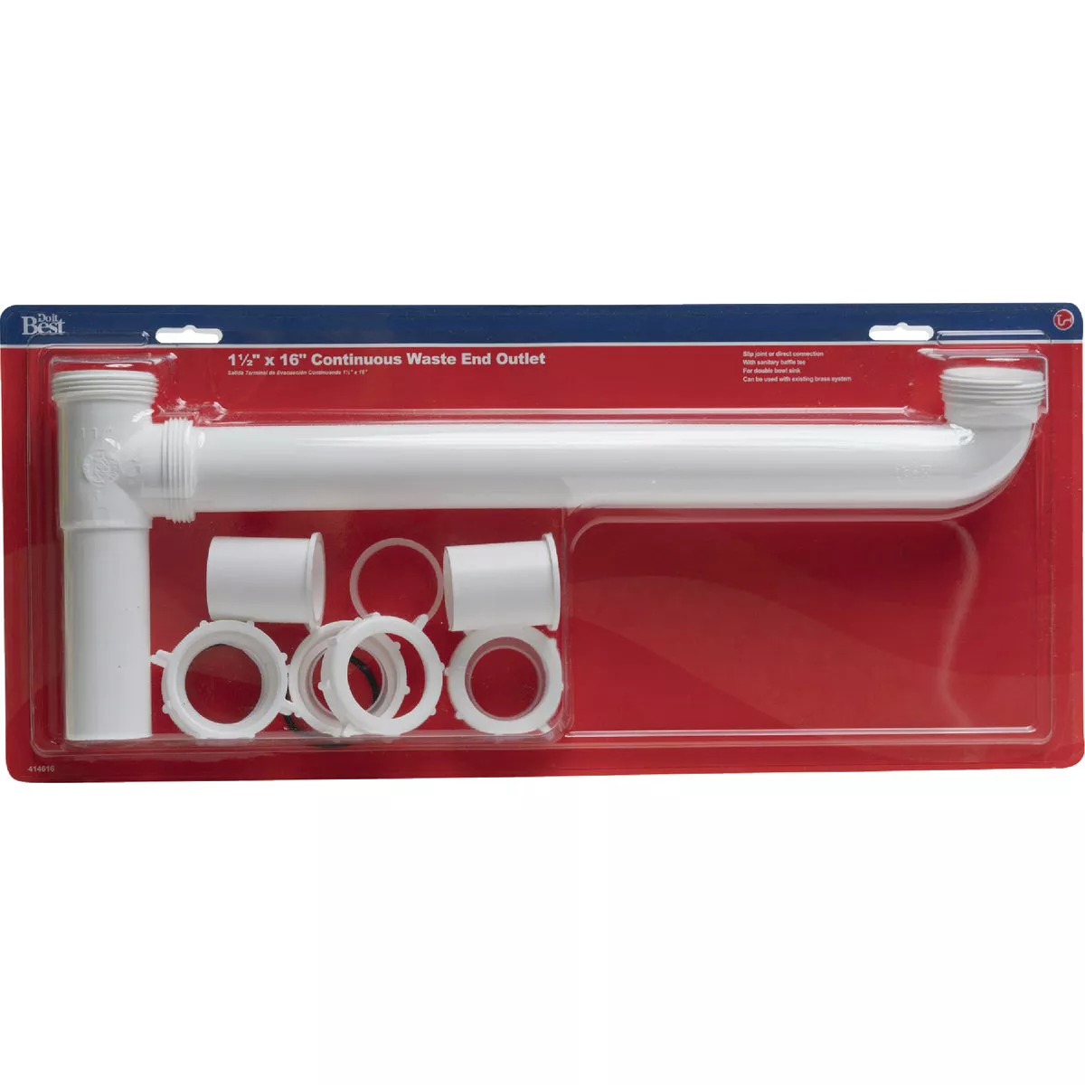 Do it Best 1-1/2 In. x 16 In. White Polypropylene End Outlet Waste - photo 2