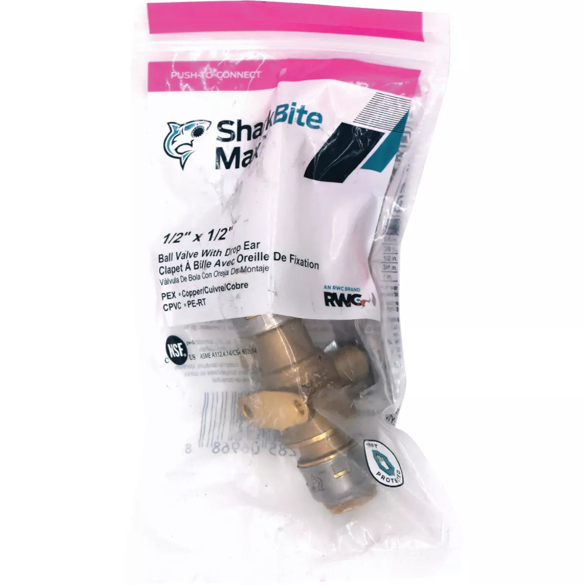 SharkBite 1/2 In. Brass Push-Fit Ball Valve with Drain & Mounting Tab - photo 2