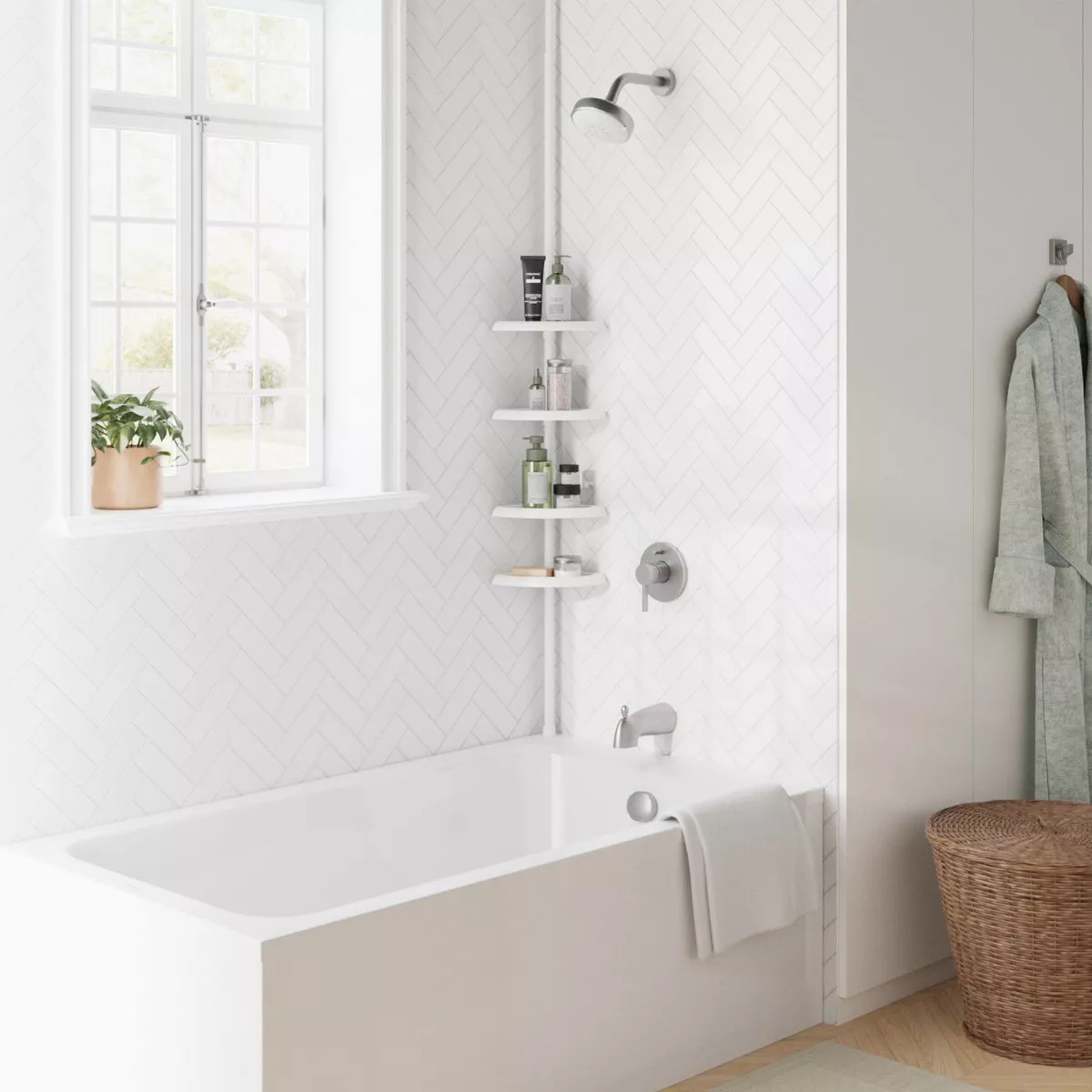 Zenith Zenna Home Plastic 12 In. x 97 In. Shower Caddy - photo 5