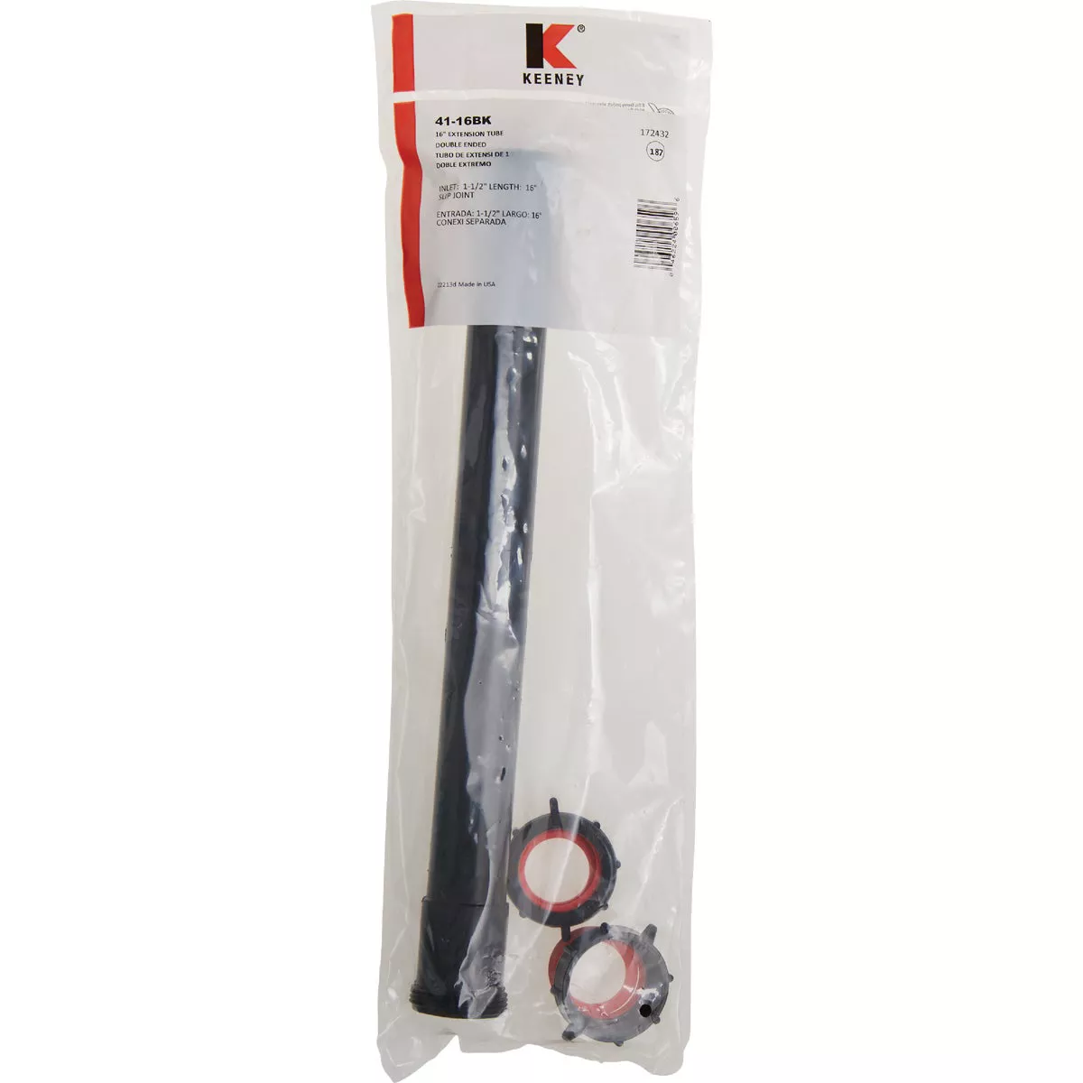 Keeney 1-1/2 In. x 16 In. Black Plastic Double End Slip-Join Extension Tube - photo 2