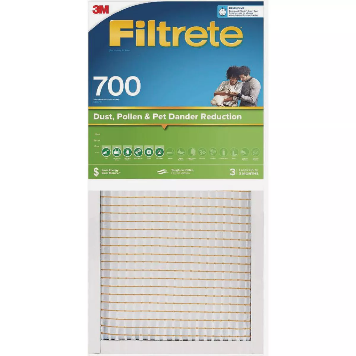 Filtrete 16 In. x 20 In. x 1 In. 700 MPR Dust, Pollen & Pet Dander Reduction Furnace Filter, MERV 8