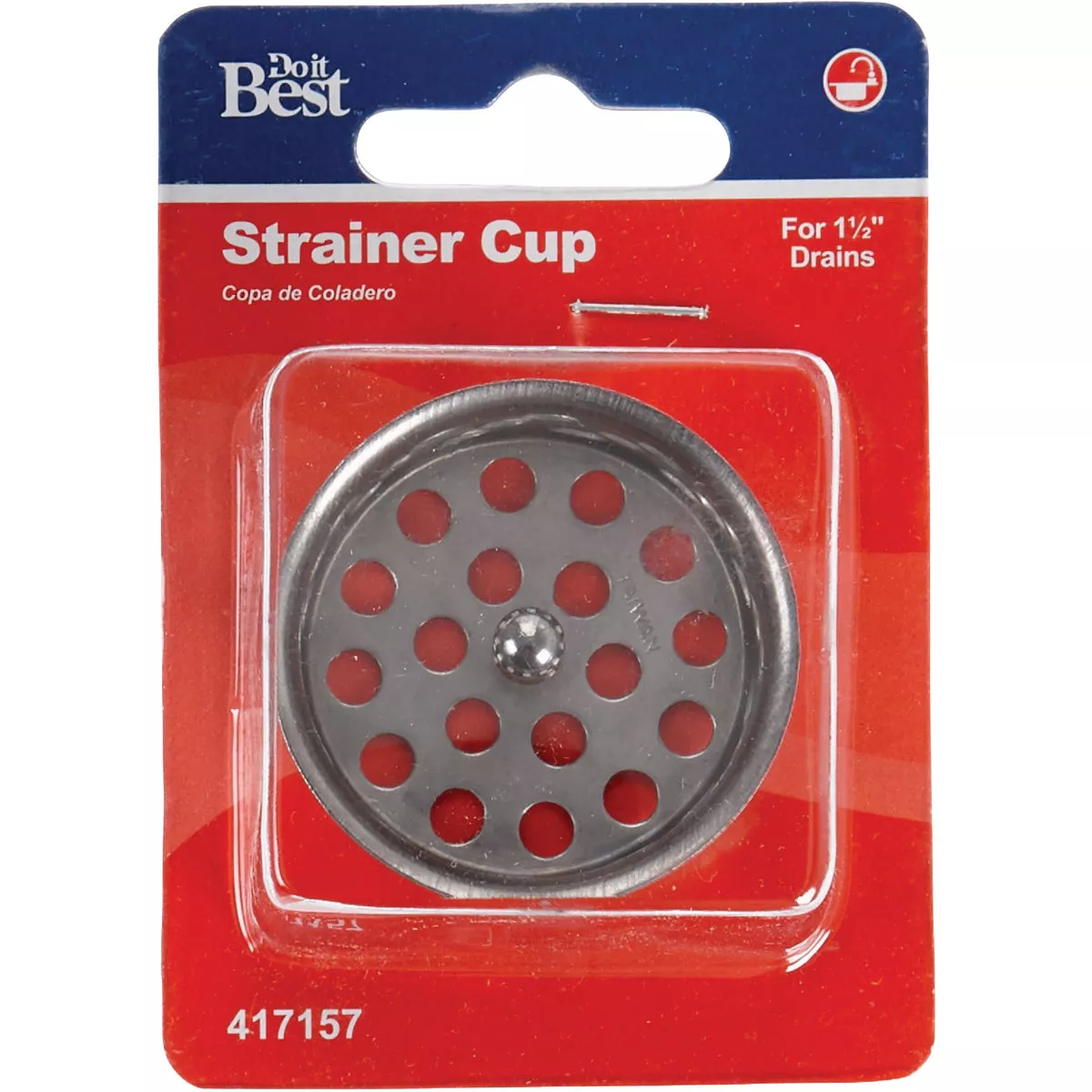Do it 1-1/2 In. Chrome Removable Strainer Cup with Post - photo 2