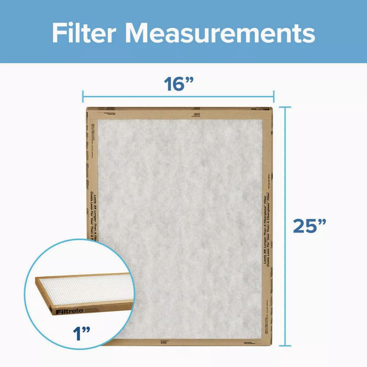 Filtrete 16 In. x 25 In. x 1 In. Basic MPR Flat Panel Furnace Filter, MERV 2 (2-Pack) - photo 2