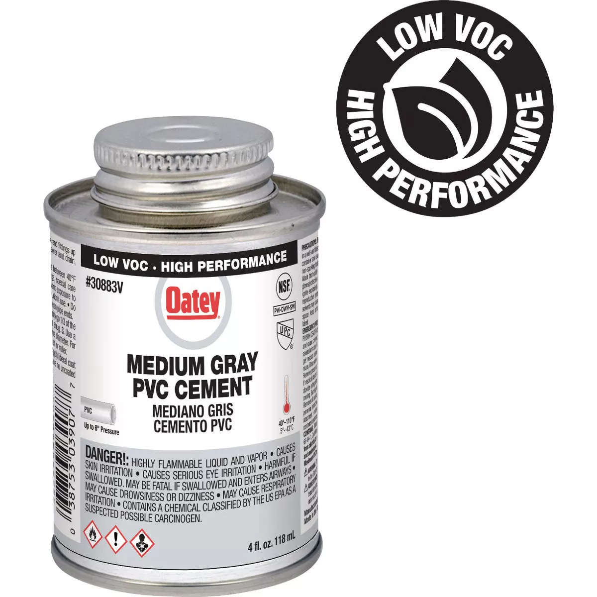 Oatey 4 Oz. Low Voc Gray PVC Cement