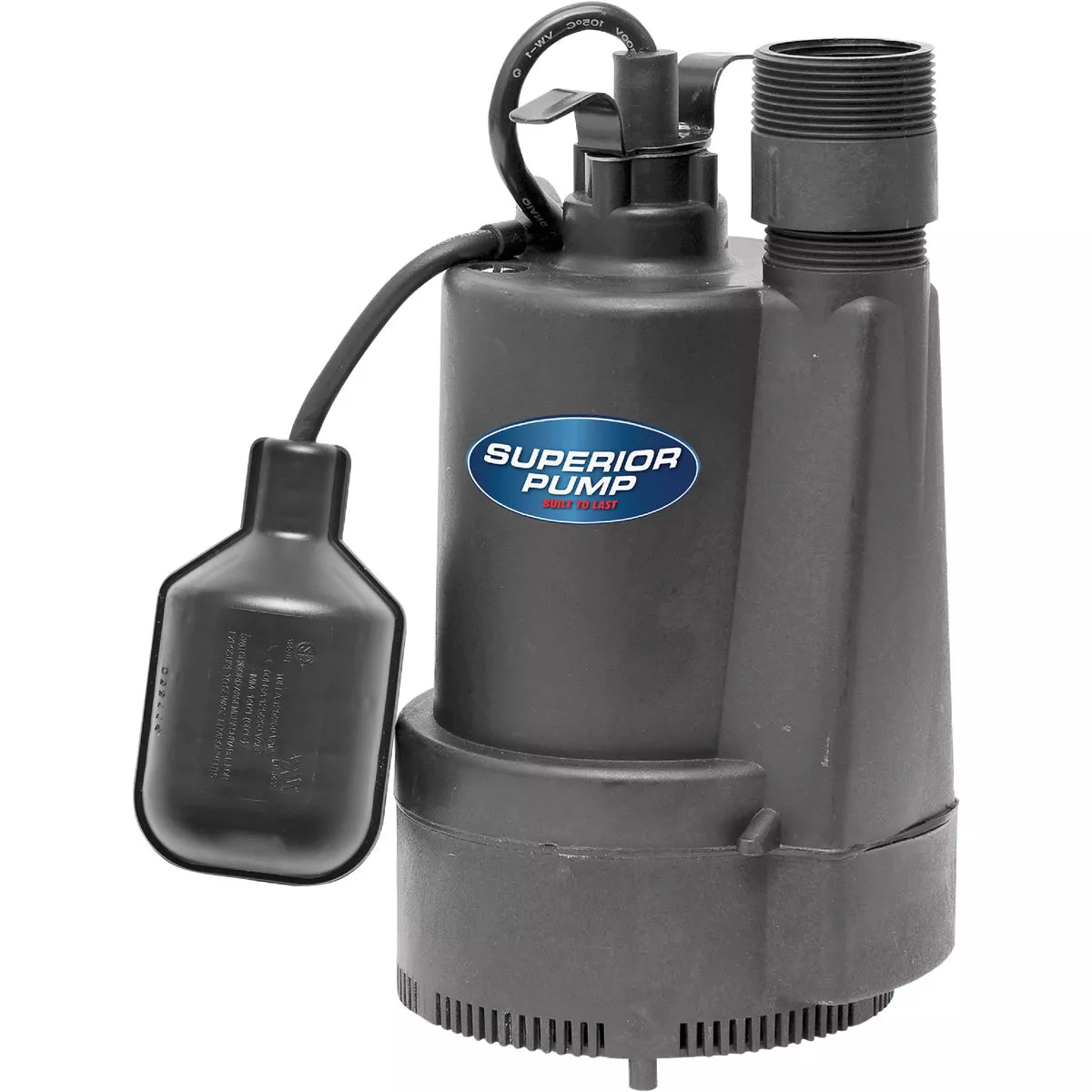 Superior Pump 1/3 HP Thermoplastic Submersible Sump Pump with Tethered ...