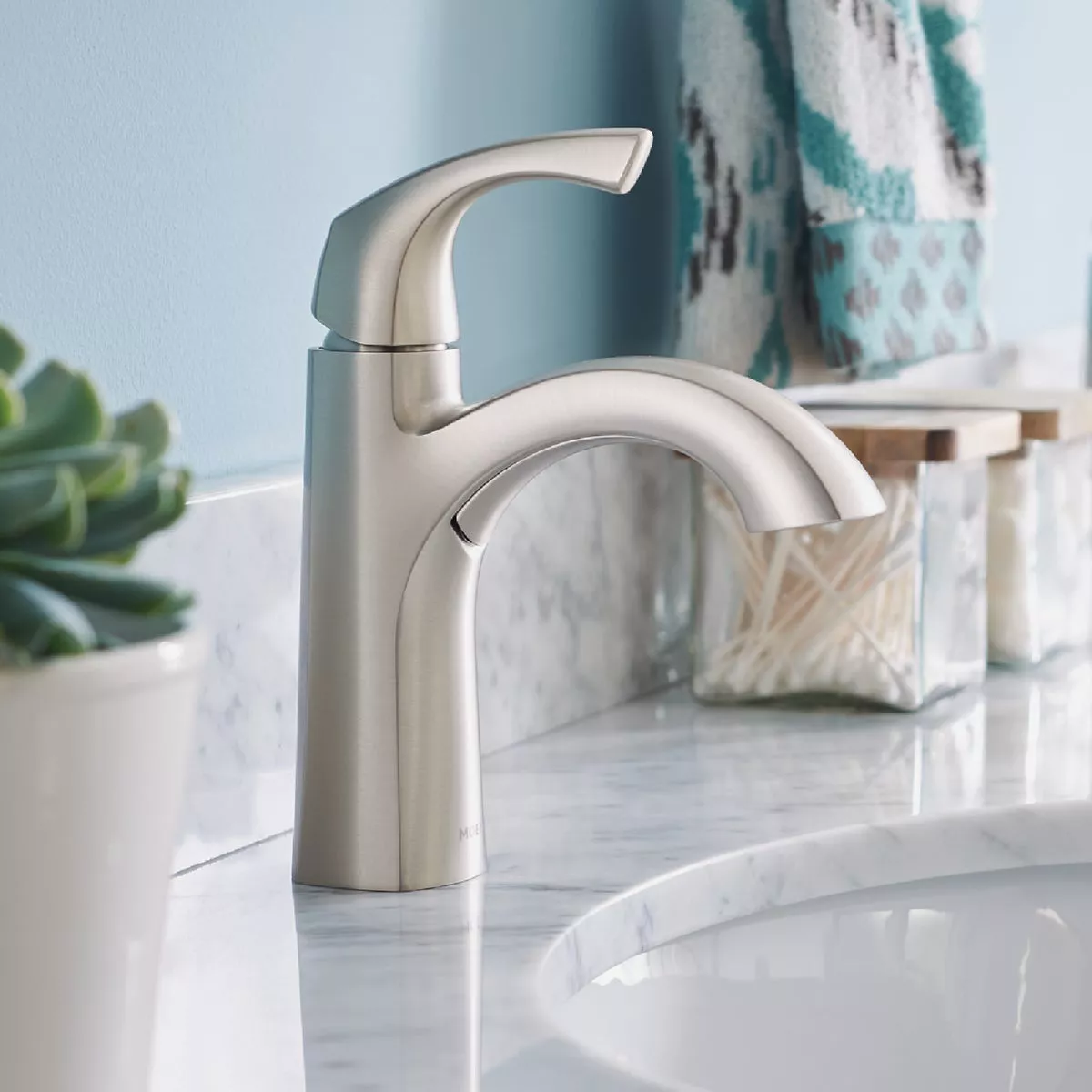 Moen Lindor 1-Handle Lever Centerset Bathroom Faucet, Spot Resist Brushed Nickel - photo 2