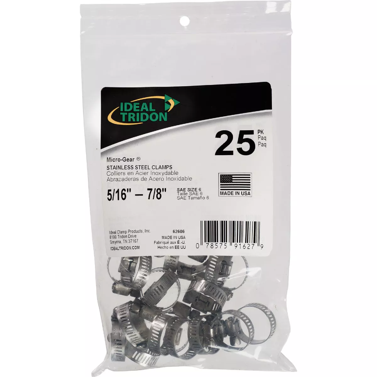 Ideal HY-GEAR 5/16 In. To 7/8 In. Stainless Steel Worm Gear Hose Clamps (25-Piece)