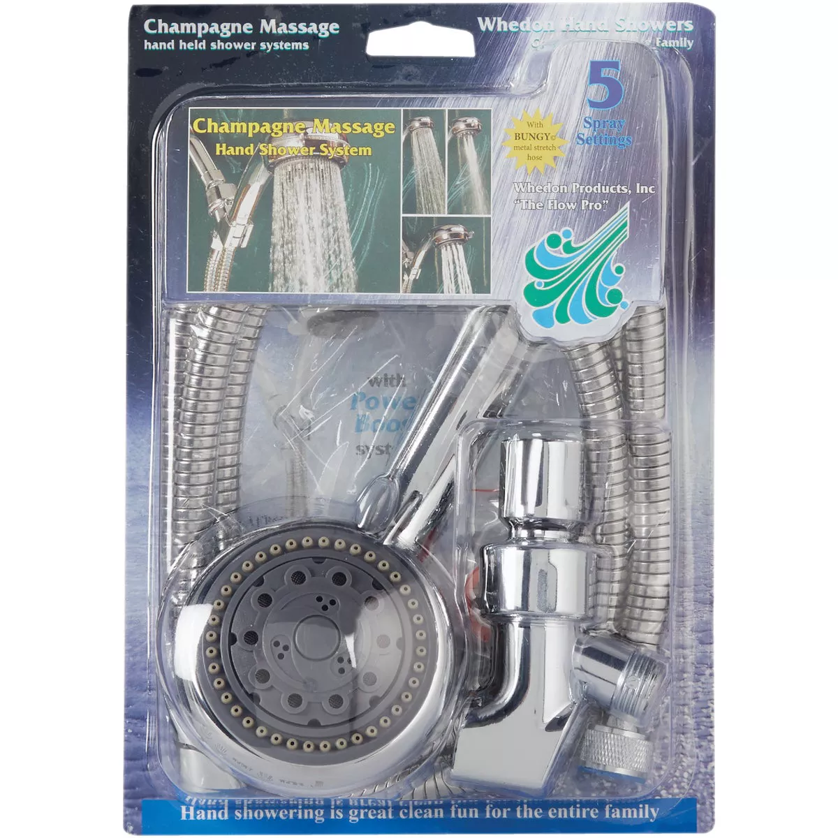 Wheldon Champagne Massage 5-Spray 2.5 GPM Handheld Shower Head, Chrome - photo 3