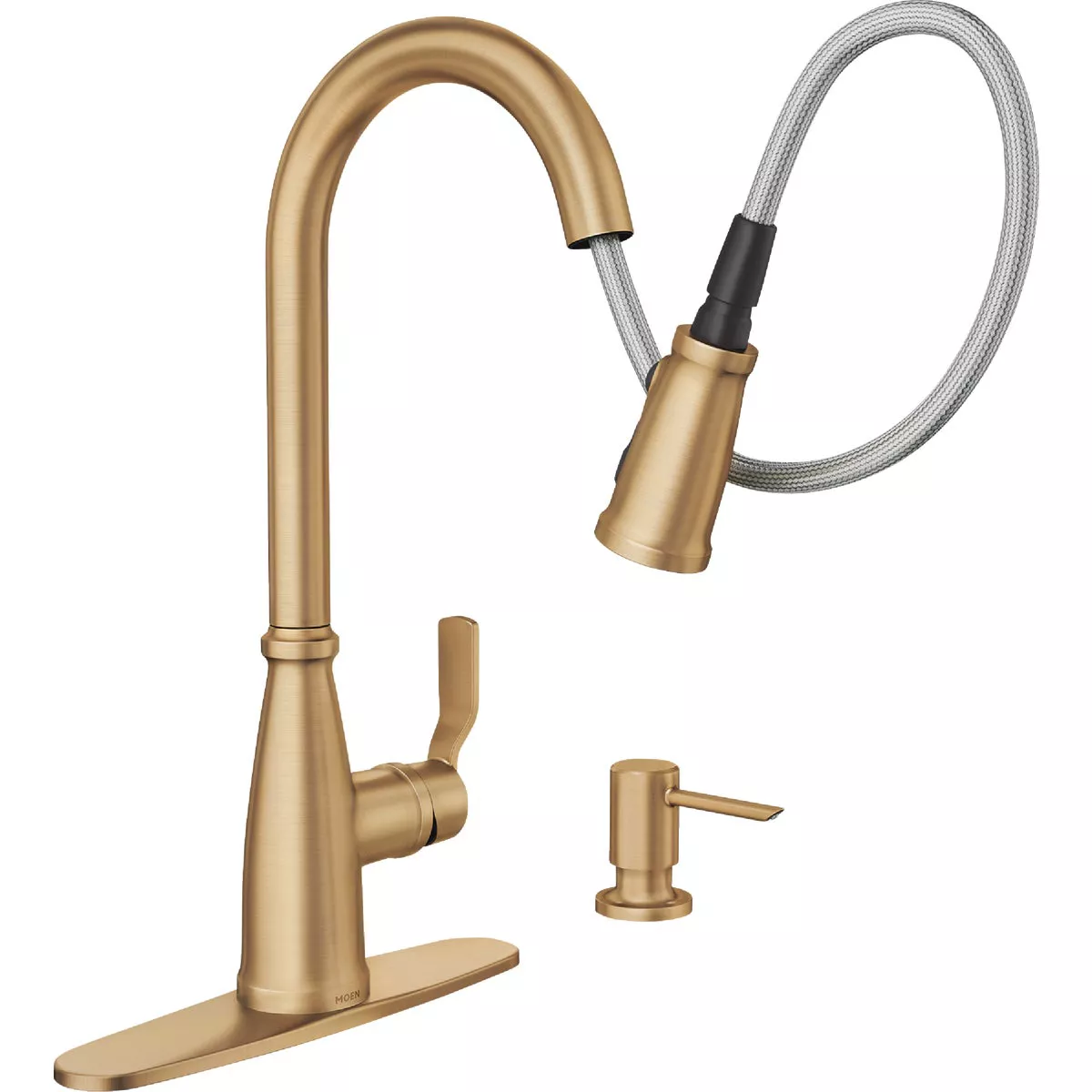 Moen Nolia 1-Handle Pull-Down High Arc Kitchen Faucet, Bronzed Gold - photo 4