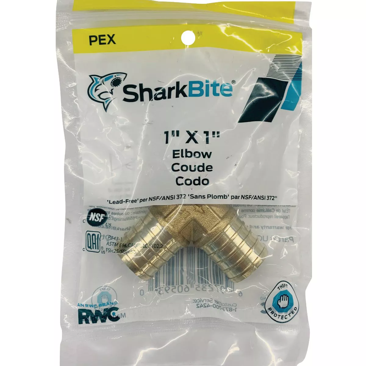 SharkBite 1 In. x 1 In. Barb 90 Deg. Brass PEX Elbow (1/4 Bend) - photo 2